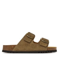 Klapki Scholl. Brązowe klapki damskie Scholl, bez wzorów, bez obcasa, bez zapięcia. Za 289.99 zł.