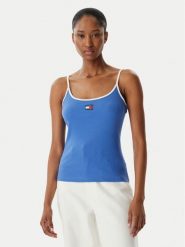 Tommy Jeans Top DW0DW22261 Niebieski Slim Fit. Niebieskie topy damskie Tommy Jeans, xl, bez wzorów, z bawełny, bez kołnierzyka, bez ramiączek. Za 149.99 zł.