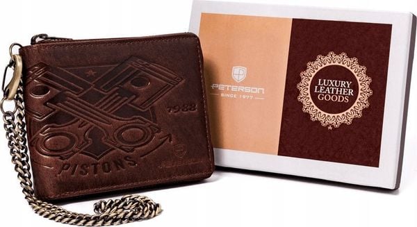 Peterson Duży, skórzany portfel męski z łańcuchem Peterson NoSize. Portfele męskie Peterson, bez wzorów. Za 178.95 zł.