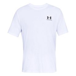 Koszulka sportowa męska Under Armour Left Chest Logo. Białe koszulki sportowe męskie Under Armour, m, bez wzorów, bez ramiączek, na fitness i siłownię. Za 134.00 zł.