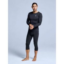 Koszulka z wełny merynosów termoutwardzalna – męska – koszula + legginsy 3/4. Czarne koszule męskie POEDERBAAS, m, bez wzorów, z wełny, sportowe, bez kołnierzyka, bez ramiączek. W wyprzedaży za 416.42 zł.