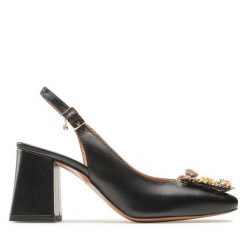 Sandały R.Polański. Czarne sandały damskie R.Polański, bez wzorów, bez obcasa, na słupku, bez zapięcia. Za 269.99 zł.