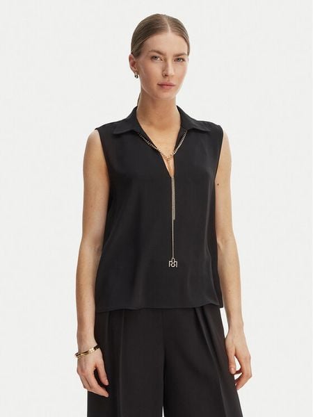 Rinascimento Bluzka CFC0127446003 Czarny Regular Fit. Czarne bluzki damskie Rinascimento, m, bez wzorów, z syntetyku, bez kołnierzyka, bez ramiączek. Za 172.99 zł.
