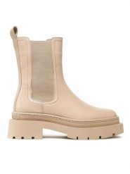 Gino Rossi Sztyblety 222FW103 Beżowy. Brązowe botki damskie Gino Rossi, bez wzorów, ze skóry, bez obcasa, na płaskiej podeszwie, bez zapięcia. Za 429.99 zł.