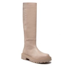 Kozaki Simple. Brązowe kozaki damskie SIMPLE, bez wzorów, bez obcasa, na płaskiej podeszwie, bez zapięcia. Za 639.00 zł.