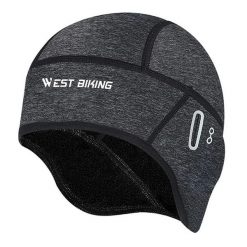 Czapka Wiatroszczelna Polarowa z Otworami na Okulary Szary. Szare czapki damskie WEST BIKING, na zimę, bez wzorów, z materiału, sportowe. Za 51.60 zł.