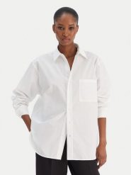 BOSS Koszula Saturday 50543800 Biały Oversize. Białe koszule damskie Boss, bez wzorów, z bawełny, biznesowe, bez kołnierzyka, bez ramiączek. Za 799.99 zł.