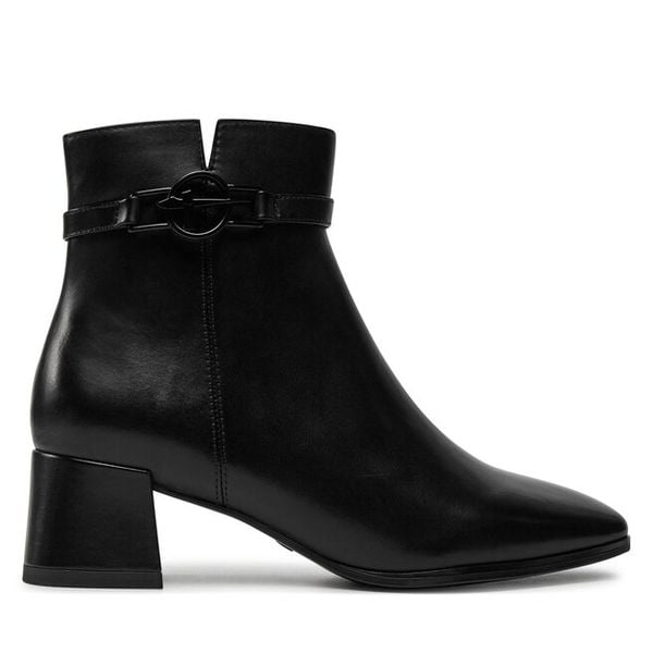 Botki Tamaris. Czarne botki damskie Tamaris, bez wzorów, bez obcasa, na słupku, bez zapięcia. Za 319.99 zł.