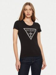 Guess T-Shirt SS CN SHINY TRIANGLE Czarny Shirt Fit. Czarne t-shirty damskie Guess, xs, z aplikacjami, z bawełny, bez kołnierzyka, bez ramiączek. Za 99.99 zł.
