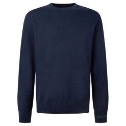 Sweter z okrągłym dekoltem Pepe Jeans Andre. Niebieskie swetry męskie Pepe Jeans, l, bez wzorów, z jeansu, eleganckie, bez kołnierzyka, bez ramiączek. Za 259.05 zł.