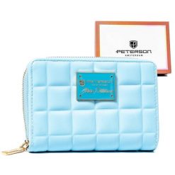 Portfel damski Peterson PTN PKK-02 błękitny. Niebieskie portfele damskie Peterson, ze skóry ekologicznej. Za 36.00 zł.