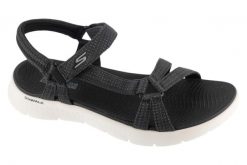 Sandały damskie, Go Walk Flex Sandal - Sublime. Czarne sandały damskie Skechers, bez wzorów, z materiału, bez obcasa, bez zapięcia. Za 229.99 zł.