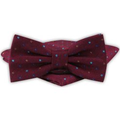 Mucha Męska z Poszetką - Alties - Bordowa w Kolorowe Groszki. Czerwone krawaty i muchy Alties, bez wzorów, eleganckie. Za 44.00 zł.