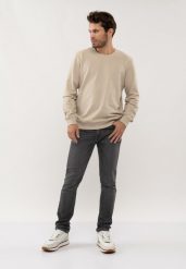 Grafitowe jeansy, Slim Fit, D-DEXTER 51. Szare spodnie materiałowe męskie Volcano, bez wzorów, z bawełny. Za 189.99 zł.