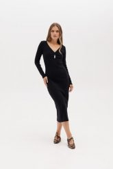 SUKIENKA GWEN CZARNA XS - Flawless. Czarne sukienki damskie Flawless, do pracy, xs, bez wzorów, z bawełny, biznesowe, bez kołnierzyka, bez ramiączek, midi, dopasowane. Za 231.00 zł.