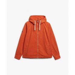 Kurtka z kapturem z przecieranego materiału Superdry. Brązowe kurtki męskie Superdry, s, z aplikacjami, z materiału, eleganckie, z kapturem. Za 433.25 zł.