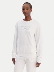 EA7 Emporio Armani Bluza 7W000953 AF15831 U0002 Biały Regular Fit. Białe bluzy damskie EA7 Emporio Armani, xl, bez wzorów, z bawełny, bez ramiączek, bez kaptura. Za 589.99 zł.