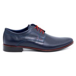 Olivier Buty męskie wizytowe skórzane 277 granatowe niebieskie. Niebieskie buty wizytowe męskie bez wzorów, z jeansu, bez obcasa, bez zapięcia. Za 367.89 zł.