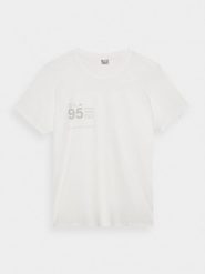 4F T-shirt regular z nadrukiem męski - biały XXL. Białe t-shirty męskie 4F, m, bez wzorów, z bawełny, bez kołnierzyka, bez ramiączek. Za 29.99 zł.