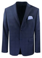 Wełniana Marynarka Męska - MEN'SFIELD - Granatowa w Kratkę. Niebieskie garnitury męskie MEN'SFIELD, na wiosnę, m, bez wzorów, z materiału, eleganckie. Za 675.00 zł.