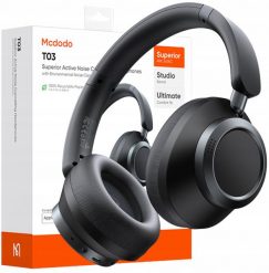 Słuchawki Mcdodo MCDODO SŁUCHAWKI BEZPRZEWODOWE NAUSZNE BLUETOOTH Z MIKROFONEM ANC CZARNE. Czarne słuchawki bezprzewodowe Mcdodo. Za 169.99 zł.