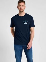 MESKA KOSZULKA LEE BIG LOGO TEE EMPEROR NAVY 112355583. Niebieskie t-shirty męskie Lee, m, bez wzorów, bez kołnierzyka, bez ramiączek. Za 69.99 zł.