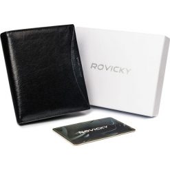 Portfel męski czarny Rovicky 1552-03-BOR-1355 BLA. Czarne portfele męskie ROVICKY, bez wzorów, ze skóry. Za 74.00 zł.