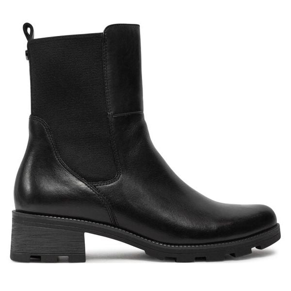 Botki Caprice. Czarne botki damskie Caprice, bez wzorów, bez obcasa, na płaskiej podeszwie, bez zapięcia. Za 289.99 zł.