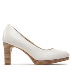 Czółenka Tamaris. Białe czółenka damskie Tamaris, bez wzorów, bez obcasa, bez zapięcia. Za 279.99 zł.