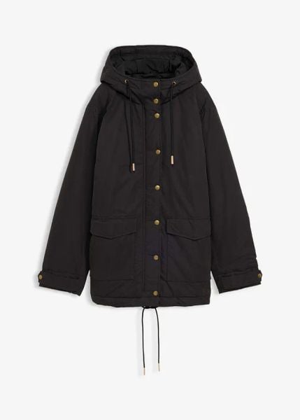 Ciepła parka. Zielone parki damskie bonprix, bez wzorów, bez kaptura. Za 169.99 zł.