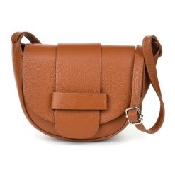 Listonoszka camelowa Vera Pelle X41. Brązowe torebki do ręki damskie bez wzorów, z materiału, małe, bez dodatków. Za 153.99 zł.