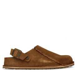 Sandały Birkenstock. Brązowe sandały damskie Birkenstock, bez wzorów, bez obcasa, na płaskiej podeszwie, bez zapięcia. Za 719.99 zł.