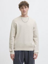 Jack & Jones sweter z dzianiny Mężczyźni Bawełna beżowy, XL. Brązowe swetry męskie Jack & Jones, m, bez wzorów, z bawełny, bez kołnierzyka, bez ramiączek. Za 249.95 zł.