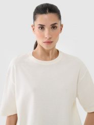 4F T-shirt regular z waflowej dzianiny damski - biały XS. Białe t-shirty damskie 4F, xs, bez wzorów, z bawełny, klasyczne, bez kołnierzyka, bez ramiączek. W wyprzedaży za 49.99 zł.