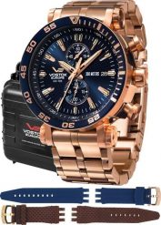 Zegarek Vostok Europe Zegarek męski Vostok Europe VK61-575B590B różowe złoto. Czerwone zegarki męskie Vostok Europe, bez wzorów, złote. Za 5,500.00 zł.