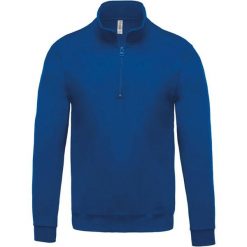 Bluza Kariban Col Zippé. Niebieskie bluzy damskie KARIBAN, m, bez wzorów, z bawełny, bez ramiączek, bez kaptura. Za 155.00 zł.