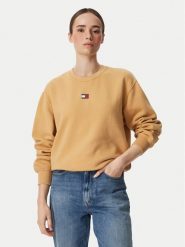 Tommy Jeans Bluza Badge DW0DW23297 Żółty Regular Fit. Żółte bluzy damskie Tommy Jeans, m, bez wzorów, z bawełny, bez ramiączek, bez kaptura. Za 369.99 zł.
