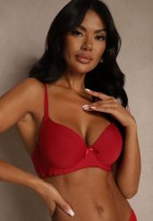 Bordowy Gładki Biustonosz o Klasycznym Fasonie Arriethia. Czerwone biustonosze Renee, bez wzorów. Za 24.99 zł.