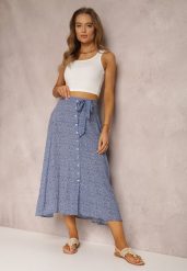 Niebieska Spódnica Salaphanise. Niebieskie spódnice damskie Renee, l, bez wzorów, midi, rozkloszowane. Za 34.99 zł.