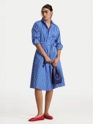 Polo Ralph Lauren Sukienka koszulowa 211891428004 Niebieski Regular Fit. Niebieskie sukienki damskie Polo Ralph Lauren, bez wzorów, z bawełny, bez kołnierzyka, bez ramiączek, koszulowe. Za 649.99 zł.
