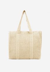 Beżowa Plażowa Torebka Shopperka w Stylu Boho Galapira. Brązowe shopperki damskie Born2be, bez wzorów, bez dodatków. Za 74.99 zł.