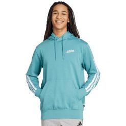 Męska bluza adidas Color Script, kaptur, polarowy fason. Niebieskie bluzy sportowe męskie Adidas, m, bez wzorów, z bawełny, z kapturem. Za 200.99 zł.