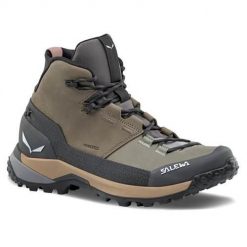 Damskie buty trekkingowe Salewa Puez Leather Mid PTX. Brązowe obuwie trekkingowe damskie Salewa, z materiału, bez zapięcia. Za 1,231.00 zł.