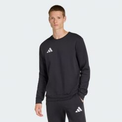 Bluza Entrada26. Białe bluzy męskie Adidas, bez wzorów, z bawełny, klasyczne, bez ramiączek, bez kaptura. Za 199.00 zł.