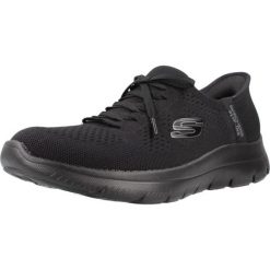 Buty SKECHERS SLIP-INS - SUMMITS NEW DAILY Czarny. Czarne obuwie sportowe damskie Skechers, bez wzorów, bez zapięcia, trekkingowe, Skechers Sport. Za 329.99 zł.