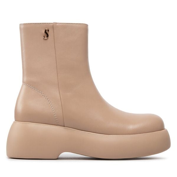 Botki Simple. Brązowe botki damskie SIMPLE, bez wzorów, bez obcasa, na koturnie, bez zapięcia. Za 479.99 zł.