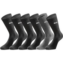 SKARPETY Puma Crew Socks 6-pack Combo, Dla obu płci. Czarne skarpetki damskie Puma, bez wzorów, z bawełny. Za 190.00 zł.