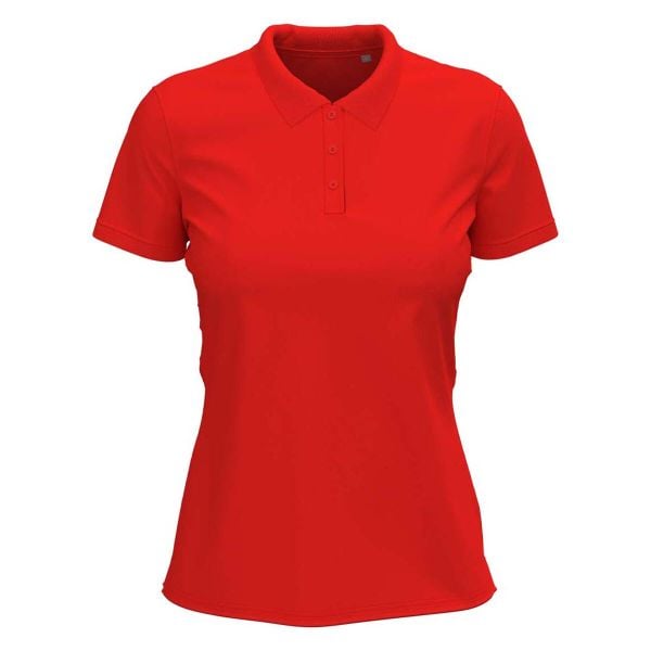 Damska Koszulka Polo Ze Stretchem. Czerwone bluzki damskie Stedman, bez wzorów, bez kołnierzyka, bez ramiączek. Za 105.99 zł.