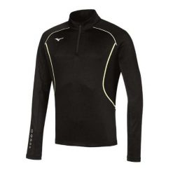 Bluza Premium Mizuno JPN warmer. Czarne bluzy męskie Mizuno, bez wzorów, sportowe, bez ramiączek, bez kaptura. W wyprzedaży za 209.85 zł.