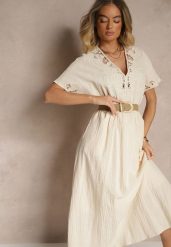 Beżowa Bawełniana Sukienka w Stylu Boho z Kieszonkami Orrane. Brązowe sukienki damskie Renee, na lato, l, bez wzorów, z bawełny, boho, bez kołnierzyka, bez ramiączek, maxi. Za 109.99 zł.